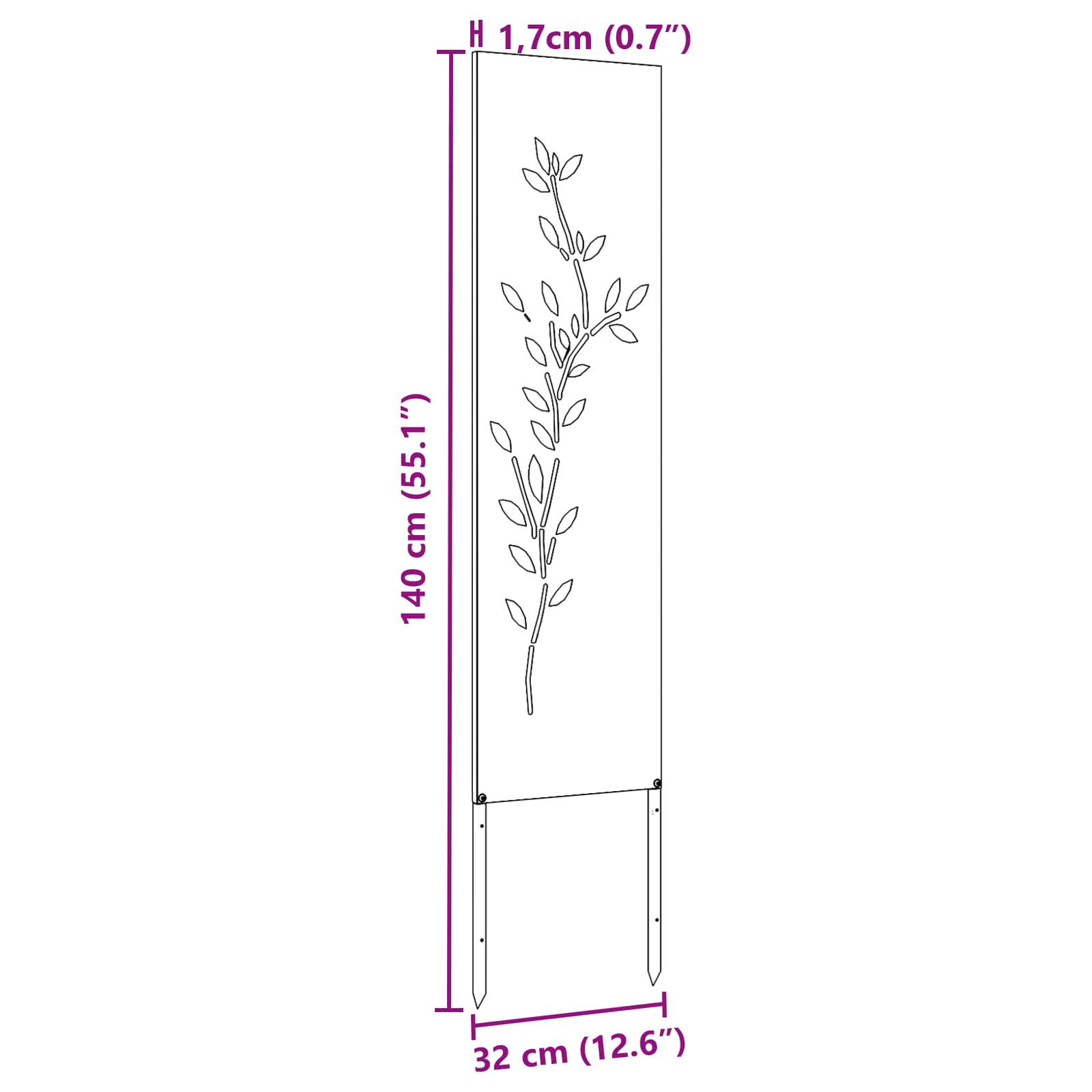 Garten Sichtschutz-Leinwand Floral Weiß 32 x 140 cm