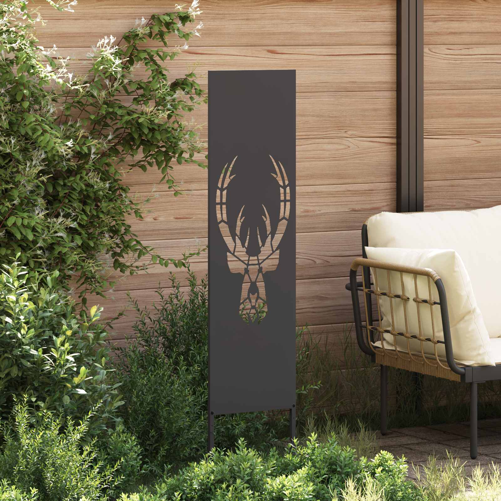 Garten Sichtschutz-Leinwand Tiermuster Schwarz 32 x 140 cm