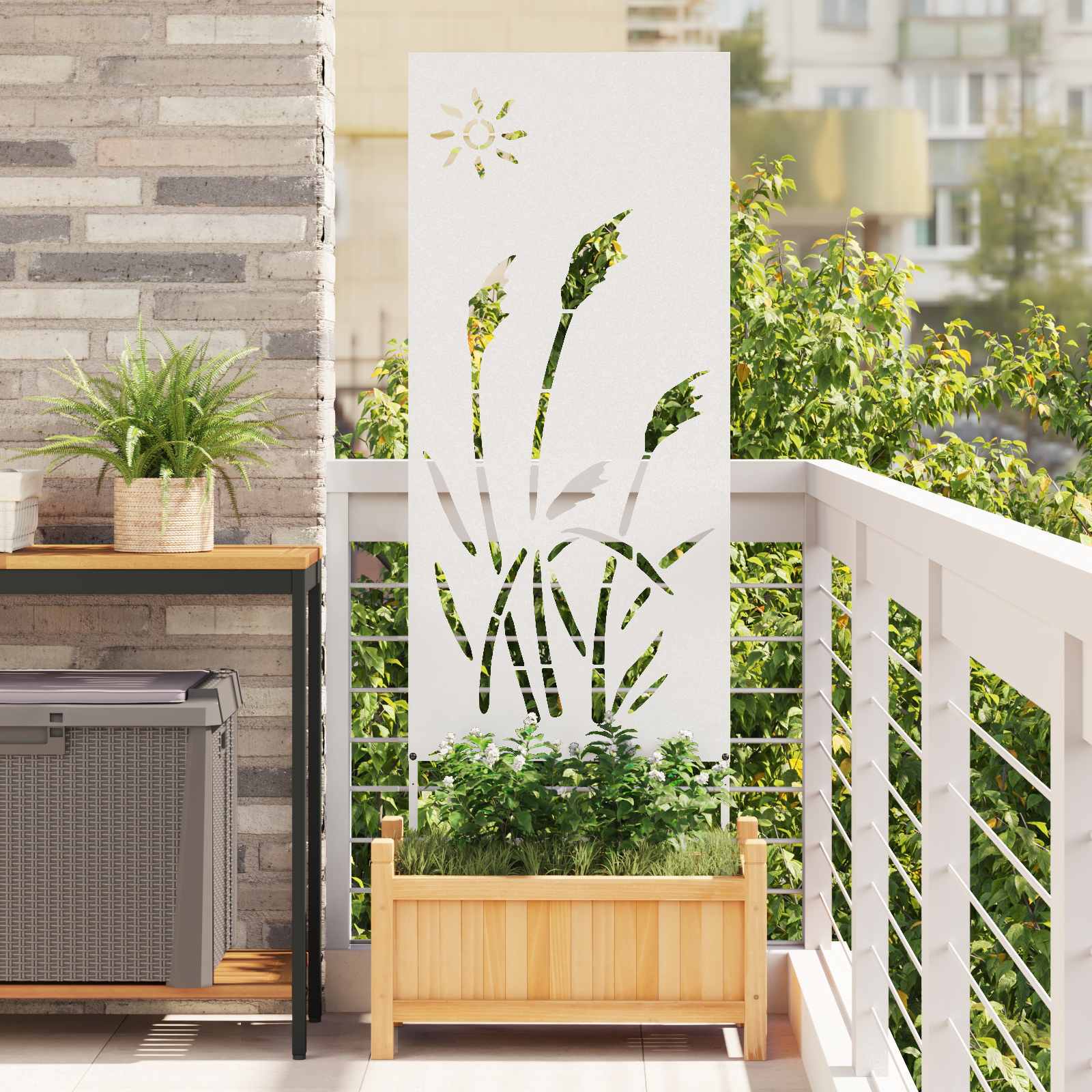 Garten Sichtschutz-Leinwand Weiß 50 x 140 cm