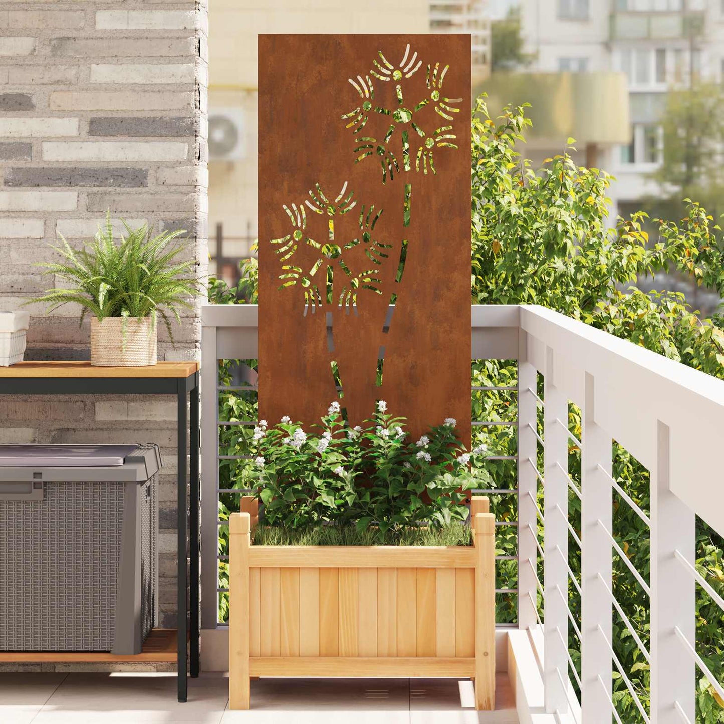 Garten Sichtschutz-Leinwand Rostoptik 50 x 140 cm