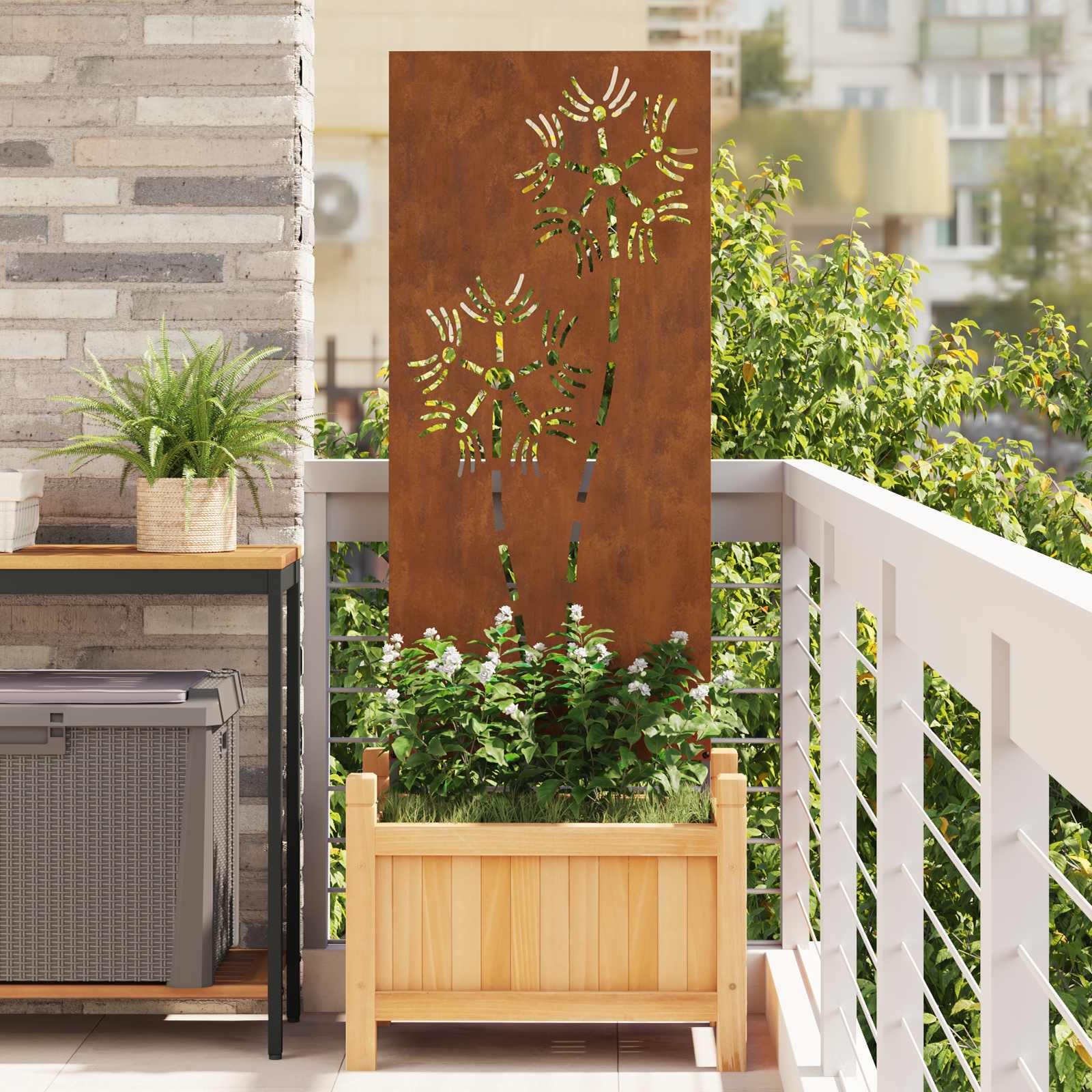 Garten Sichtschutz-Leinwand Rostoptik 50 x 140 cm