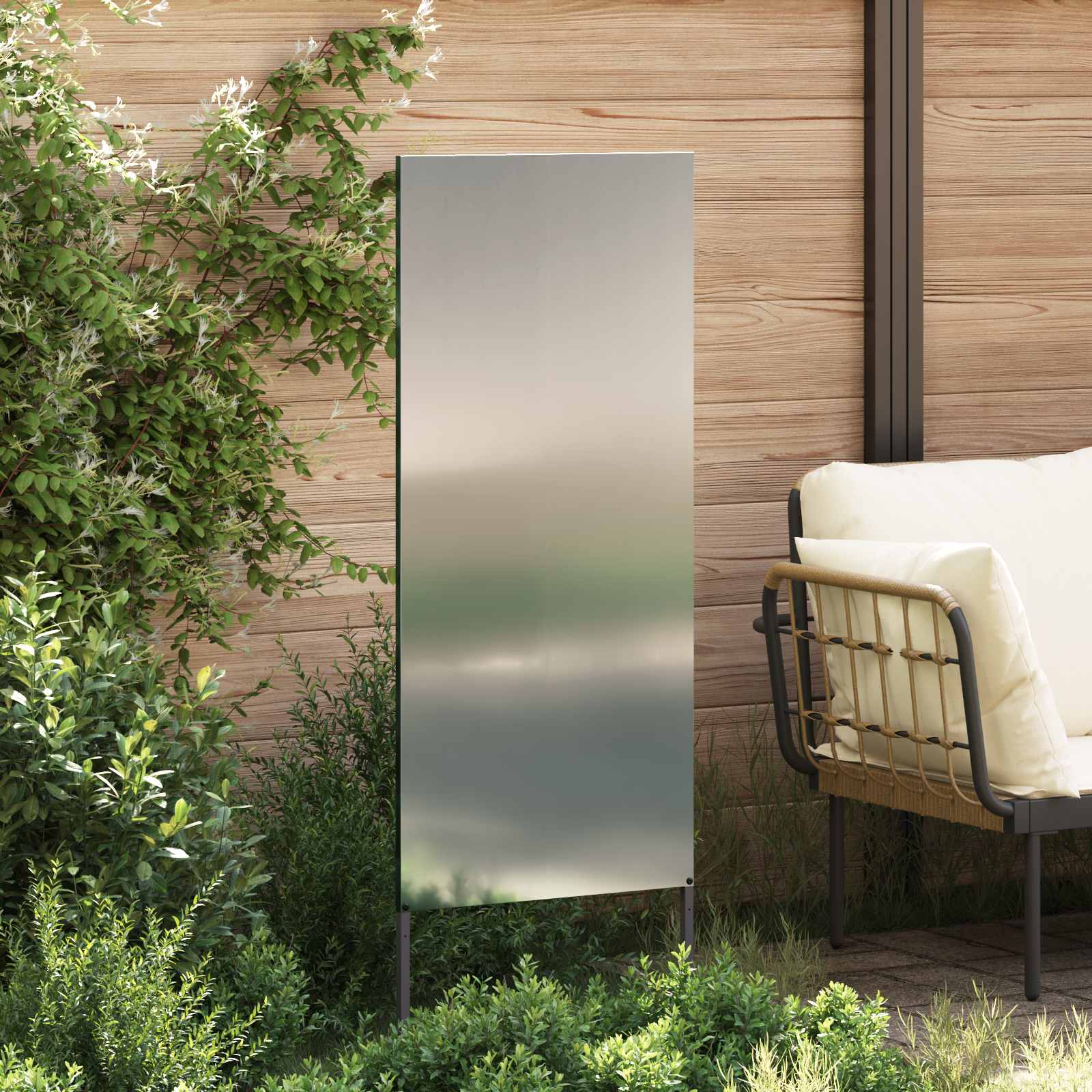 Garten Sichtschutz-Leinwand Silber 50 x 140 cm Verzinkter Stahl