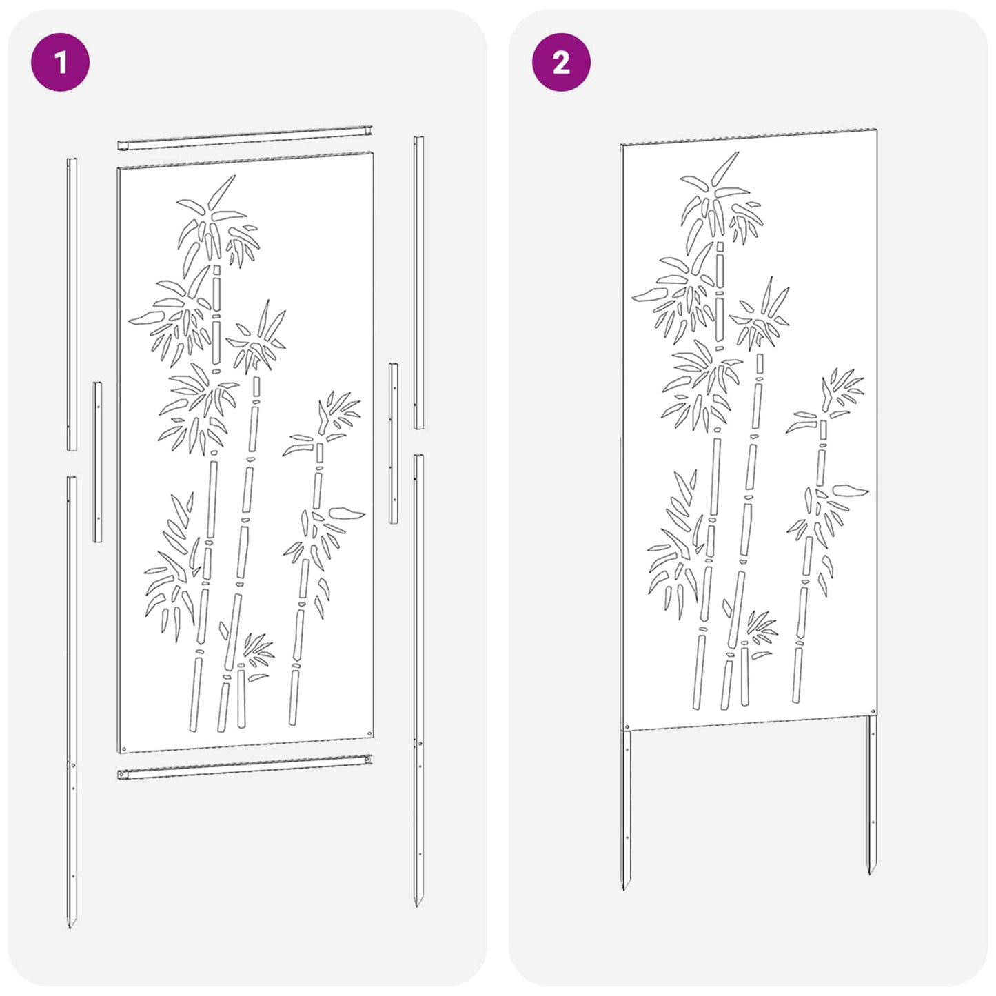 Garten Sichtschutz-Leinwand Floral Rostoptik 50 x 140 cm