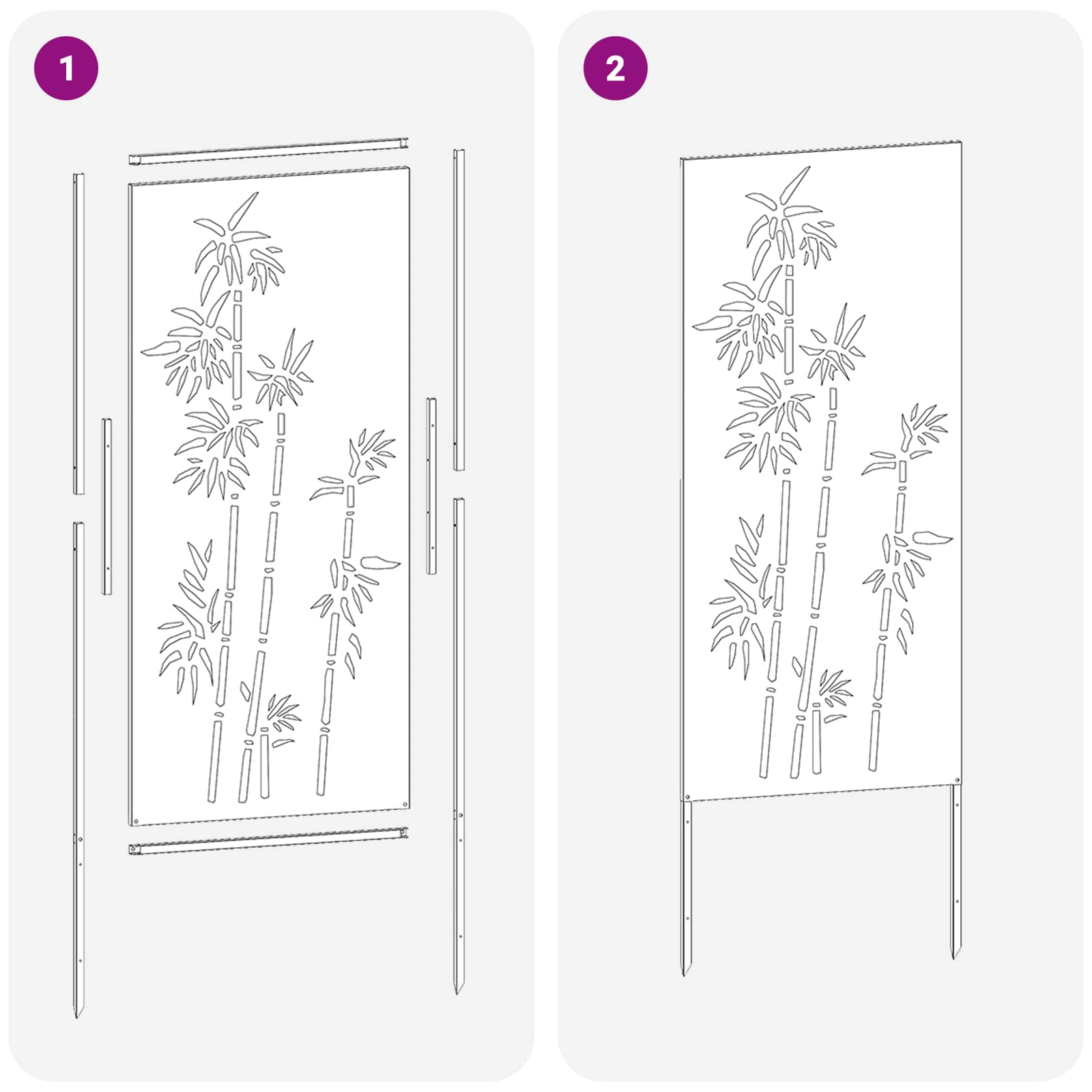 Garten Sichtschutz-Leinwand Floral Rostoptik 50 x 140 cm