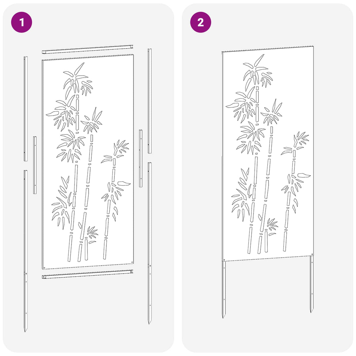 Garten Sichtschutz-Leinwand Floral Rostoptik 50 x 140 cm