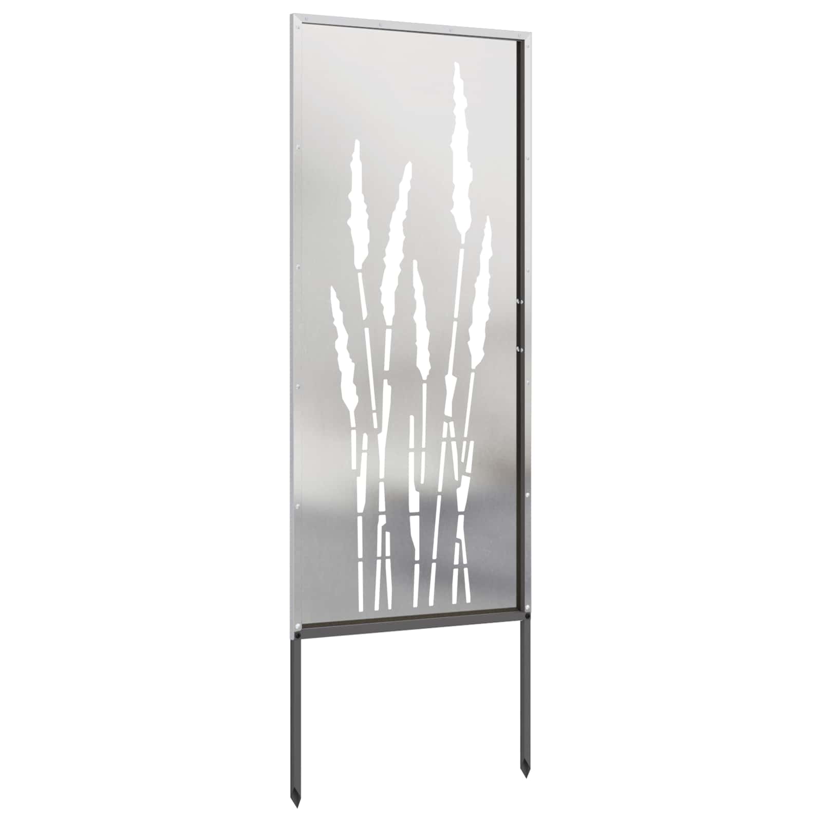 Garten Sichtschutz-Leinwand Floral Silber 50 x 140 cm Edelstahl