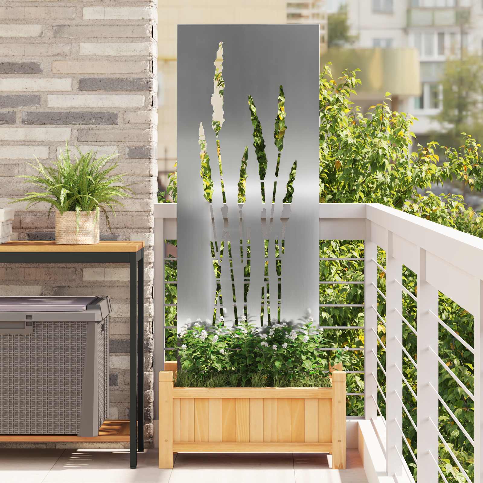 Garten Sichtschutz-Leinwand Silber 50 x 140 cm Verzinkter Stahl