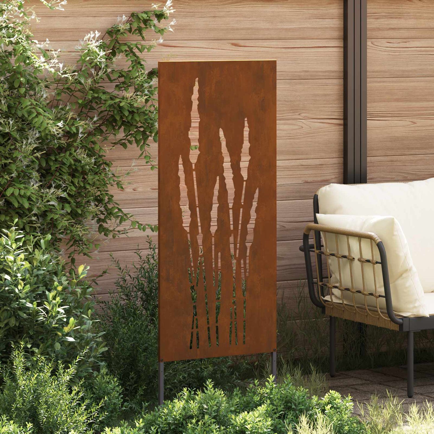 Garten Sichtschutz-Leinwand Floral Rostoptik 50 x 140 cm