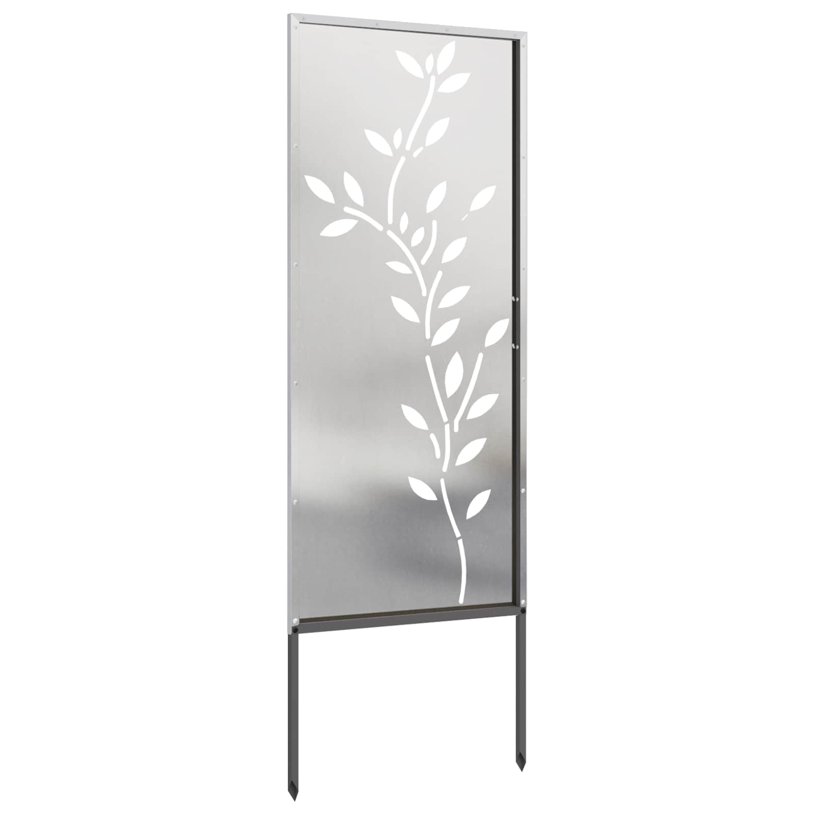 Garten Sichtschutz-Leinwand Floral Silber 50 x 140 cm Edelstahl