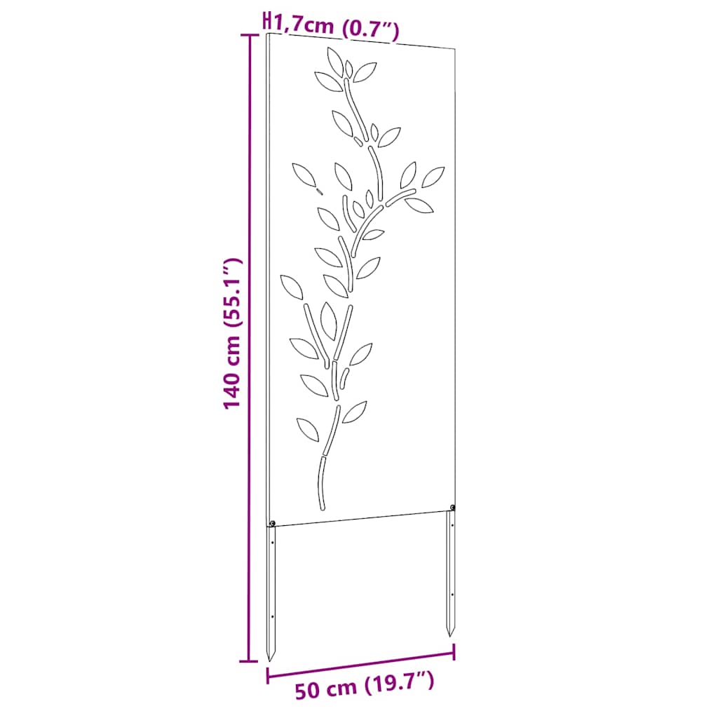 Garten Sichtschutz-Leinwand Floral Silber 50 x 140 cm Edelstahl