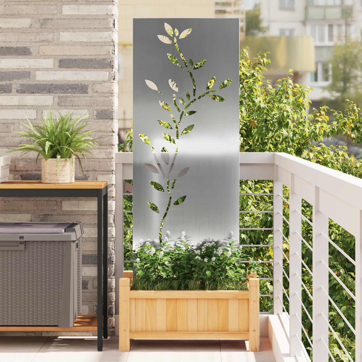 Garten Sichtschutz-Leinwand Silber 50 x 140 cm Verzinkter Stahl