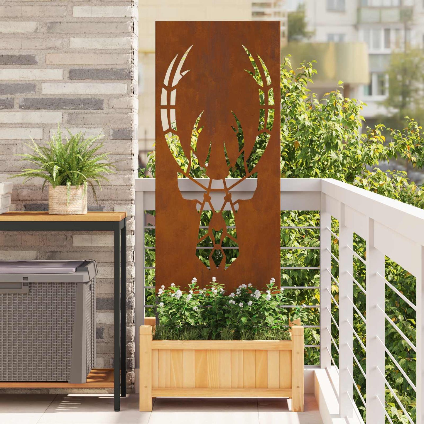 Garten Sichtschutz-Leinwand Tiermuster Rostoptik 50 x 140 cm