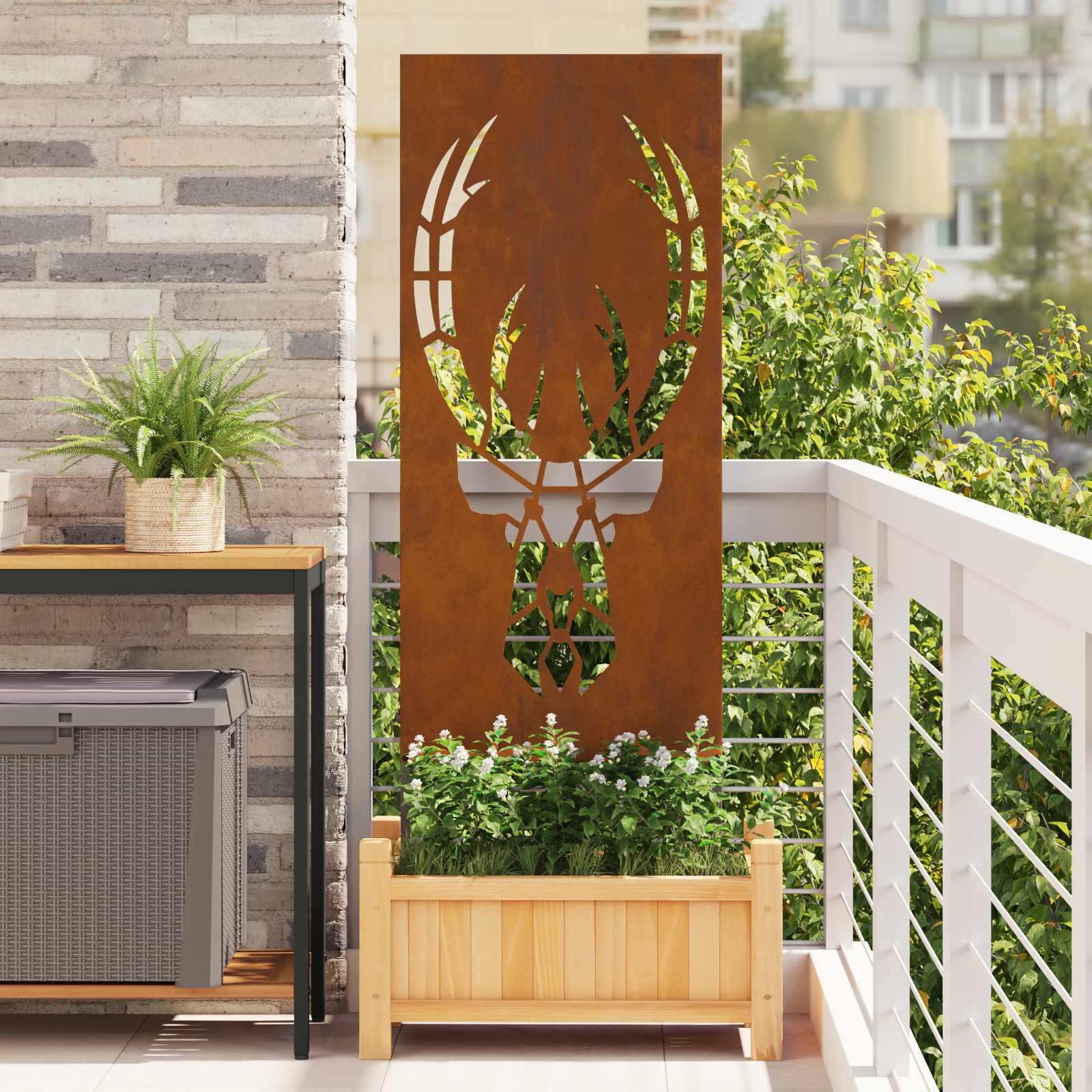 Garten Sichtschutz-Leinwand Tiermuster Rostoptik 50 x 140 cm