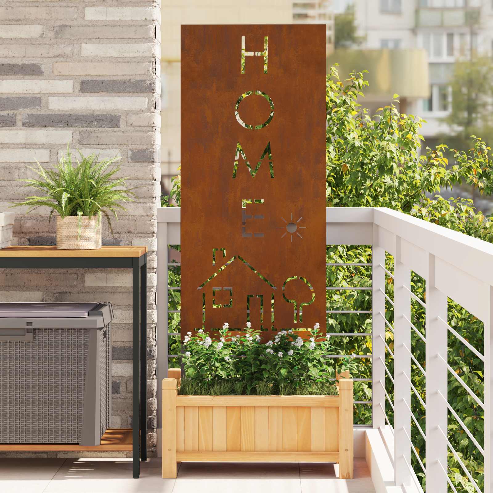 Garten Sichtschutz-Leinwand Rostoptik 50 x 140 cm
