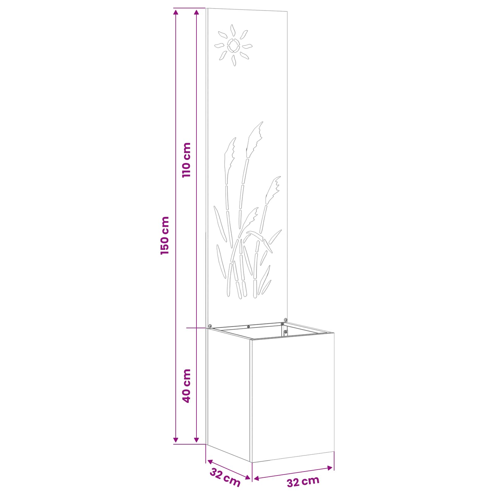Garten Sichtschutz-Leinwand Schwarz 32 x 32 x 150 cm