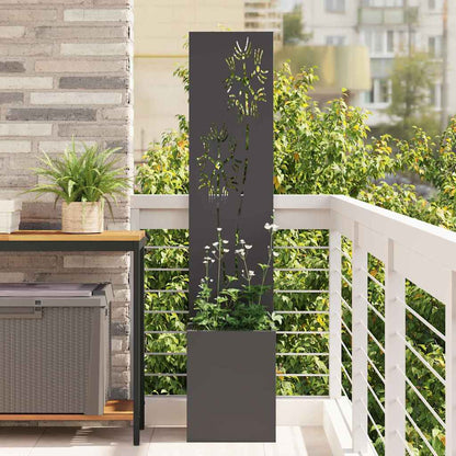 Garten Sichtschutz-Leinwand Floral Schwarz 32 x 32 x 150 cm