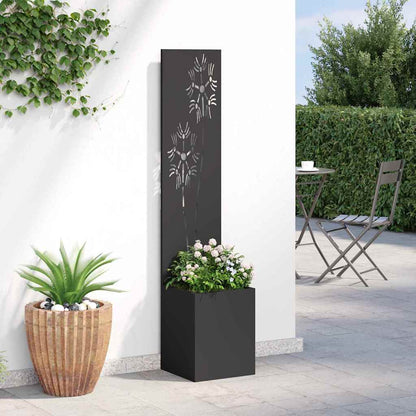 Garten Sichtschutz-Leinwand Floral Schwarz 32 x 32 x 150 cm