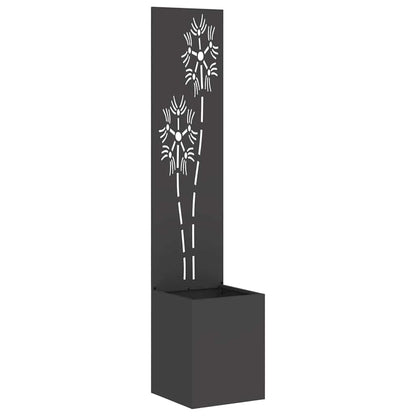 Garten Sichtschutz-Leinwand Floral Schwarz 32 x 32 x 150 cm