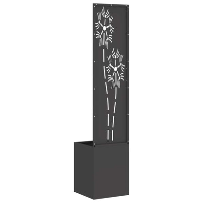 Garten Sichtschutz-Leinwand Floral Schwarz 32 x 32 x 150 cm