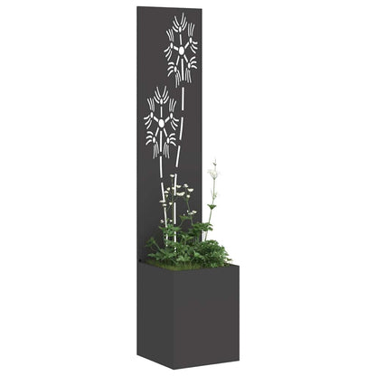 Garten Sichtschutz-Leinwand Floral Schwarz 32 x 32 x 150 cm