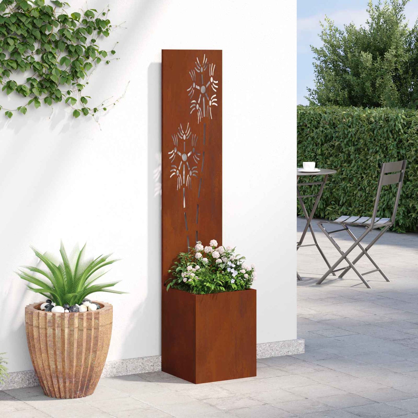 Garten Sichtschutz-Leinwand Floral Rostig 32 x 32 x 150 cm