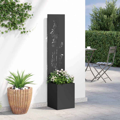 Garten Sichtschutz-Leinwand Floral Schwarz 32 x 32 x 150 cm
