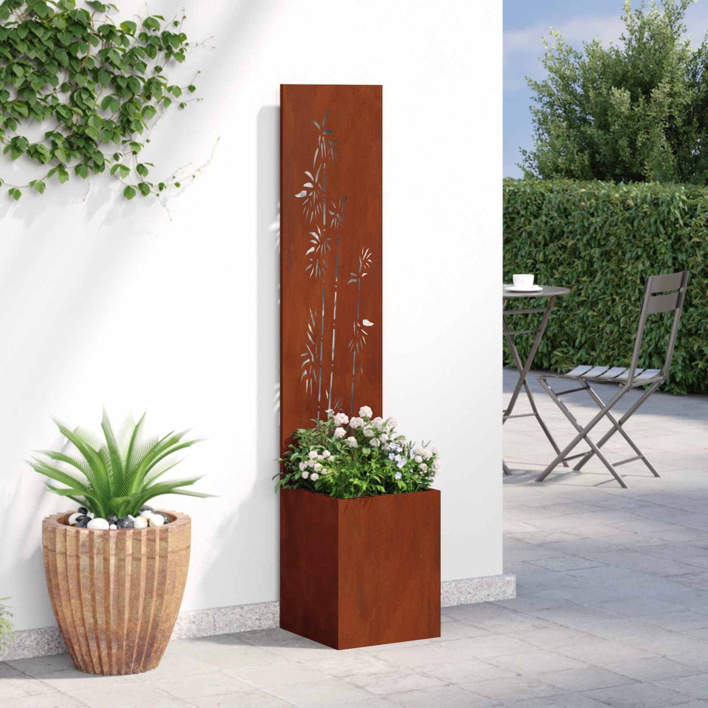 Garten Sichtschutz-Leinwand Floral Rostig 32 x 32 x 150 cm