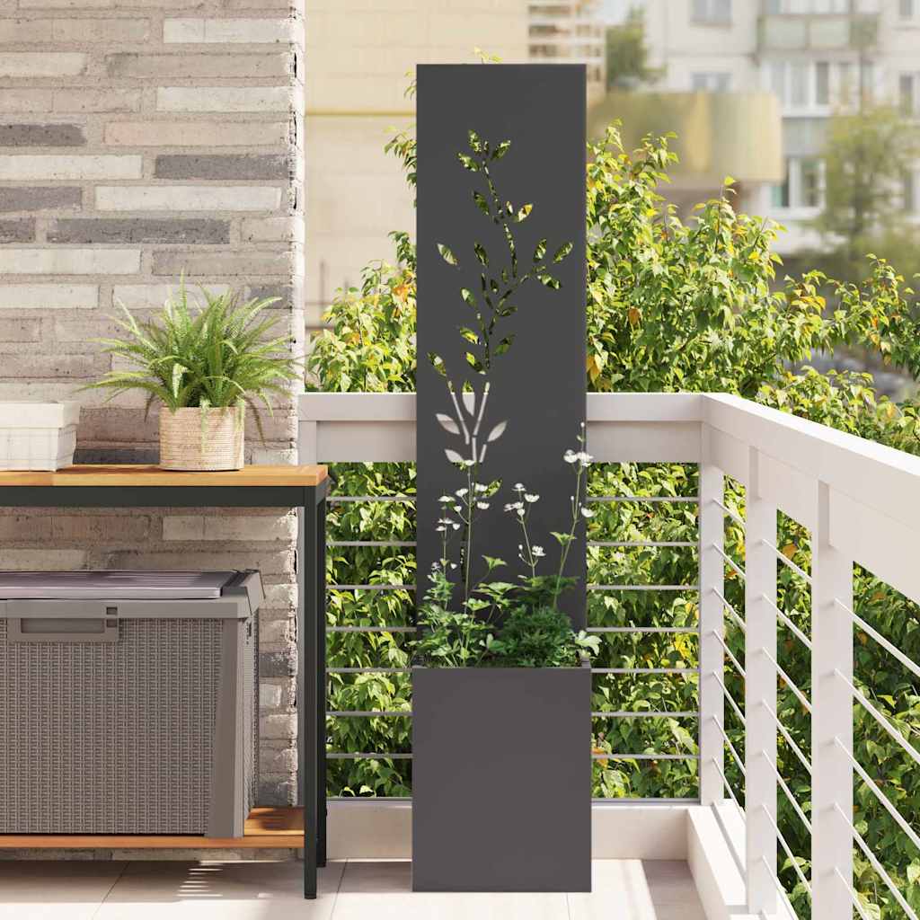 Garten Sichtschutz-Leinwand Floral Schwarz 32 x 32 x 150 cm