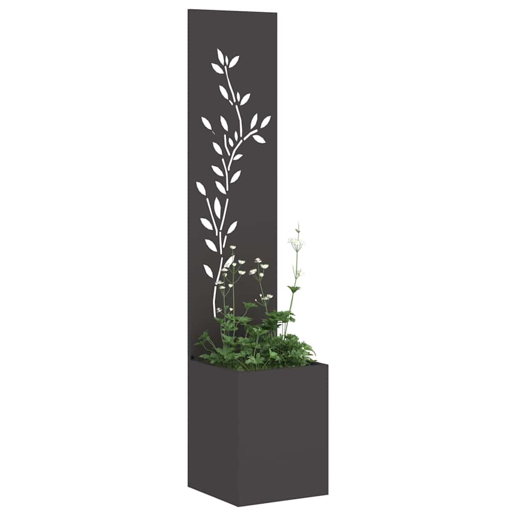 Garten Sichtschutz-Leinwand Floral Schwarz 32 x 32 x 150 cm