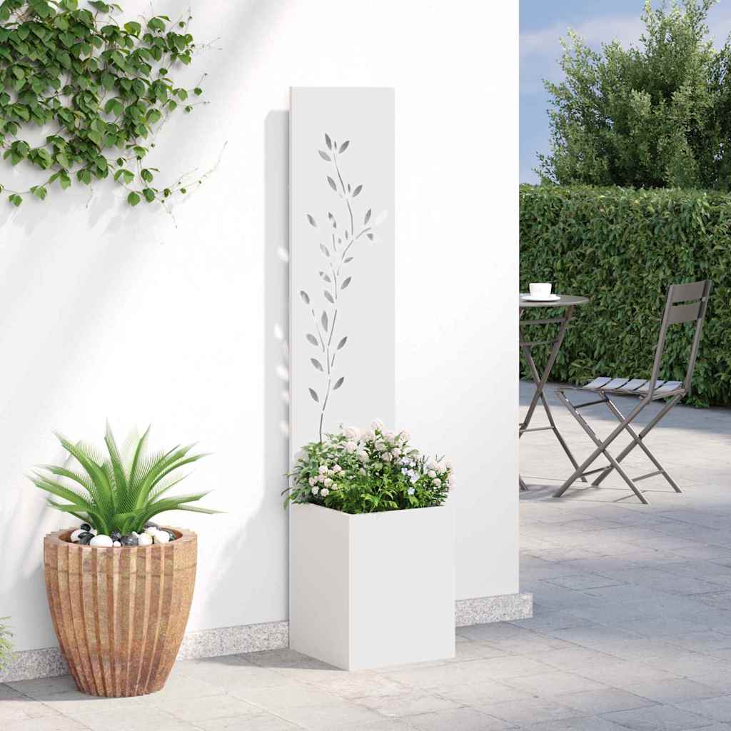 Garten Sichtschutz-Leinwand Floral Weiß 32 x 32 x 150 cm