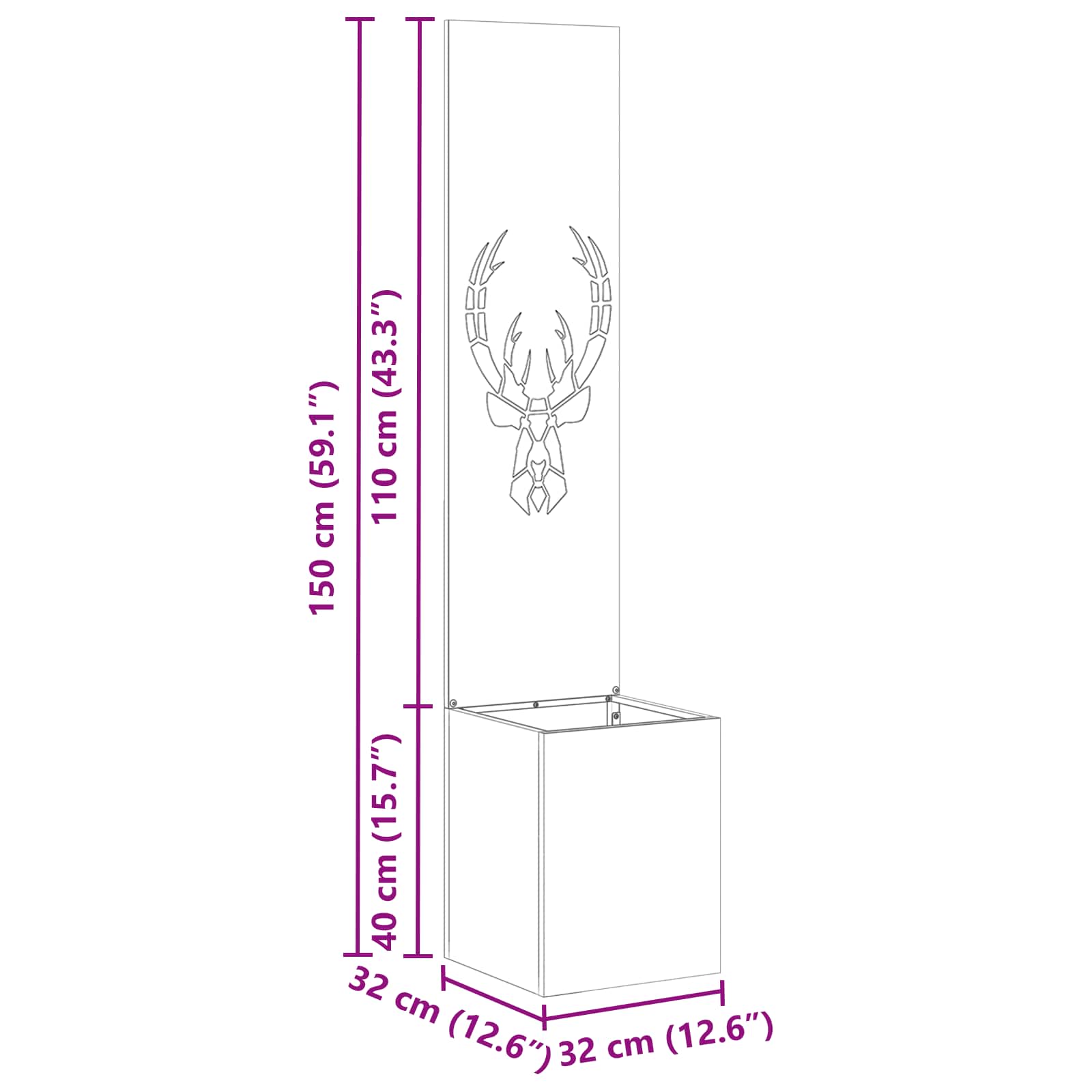 Garten Sichtschutz-Leinwand Tiermuster Rostig 32 x 32 x 150 cm