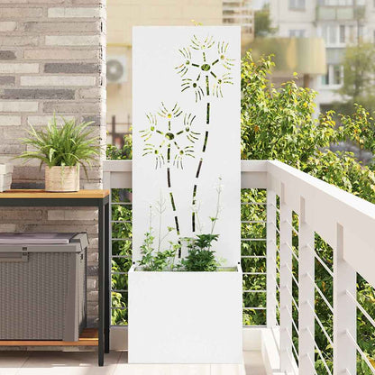 Garten Sichtschutz-Leinwand Floral Weiß 50 x 32 x 150 cm