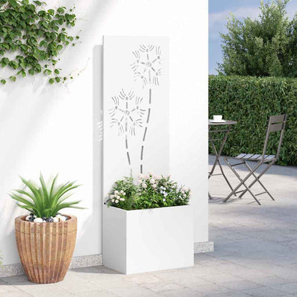Garten Sichtschutz-Leinwand Floral Weiß 50 x 32 x 150 cm