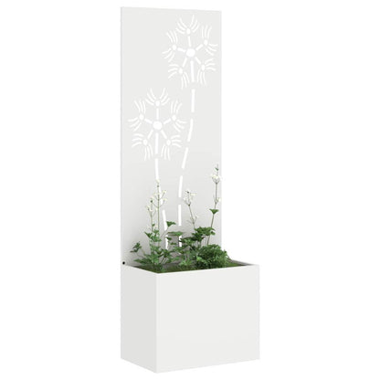 Garten Sichtschutz-Leinwand Floral Weiß 50 x 32 x 150 cm
