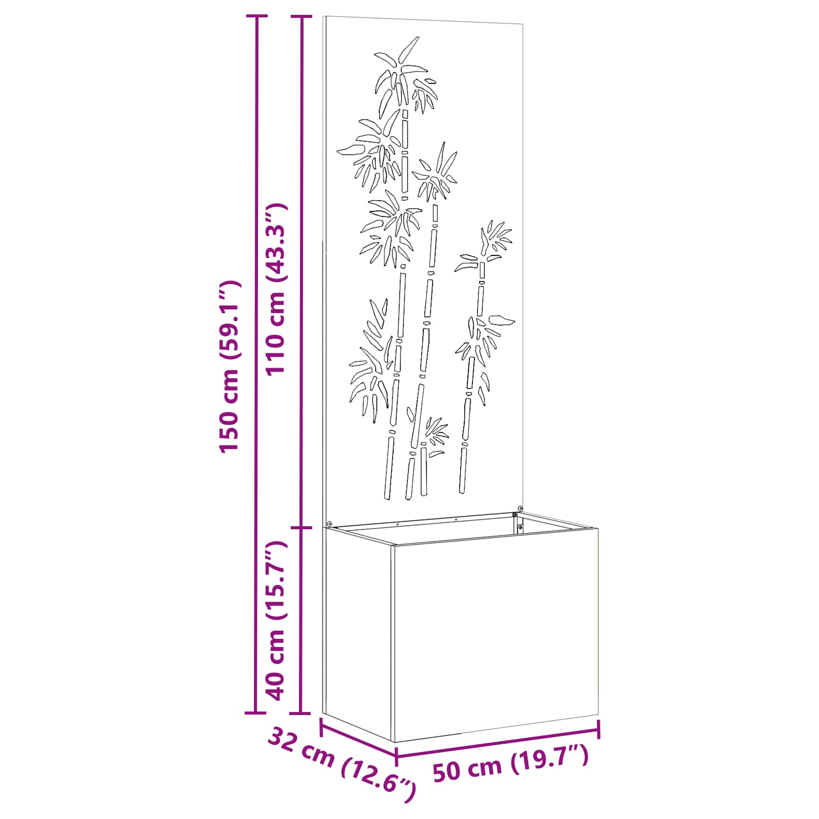 Garten Sichtschutz-Leinwand Floral Weiß 50 x 32 x 150 cm