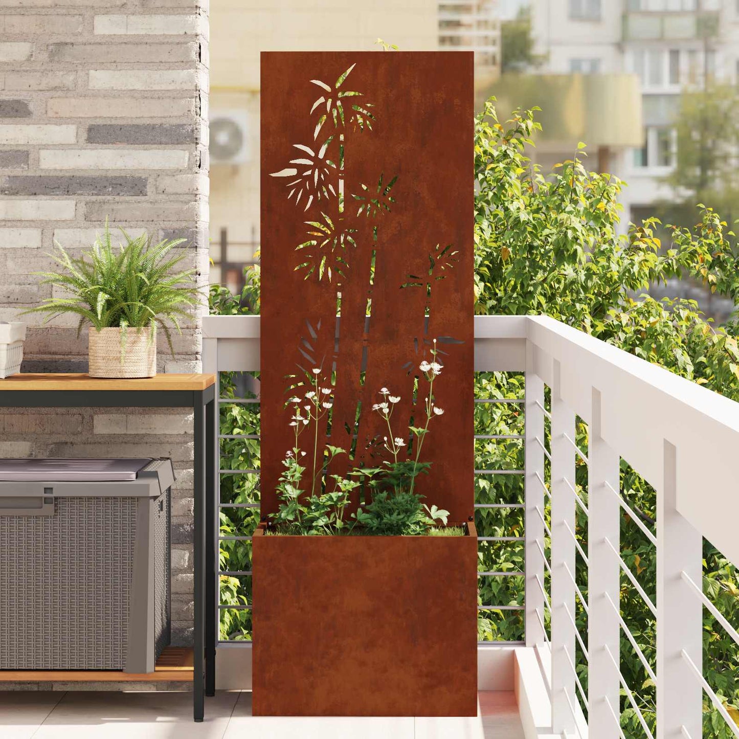 Garten Sichtschutz-Leinwand Floral Rostig 50 x 32 x 150 cm