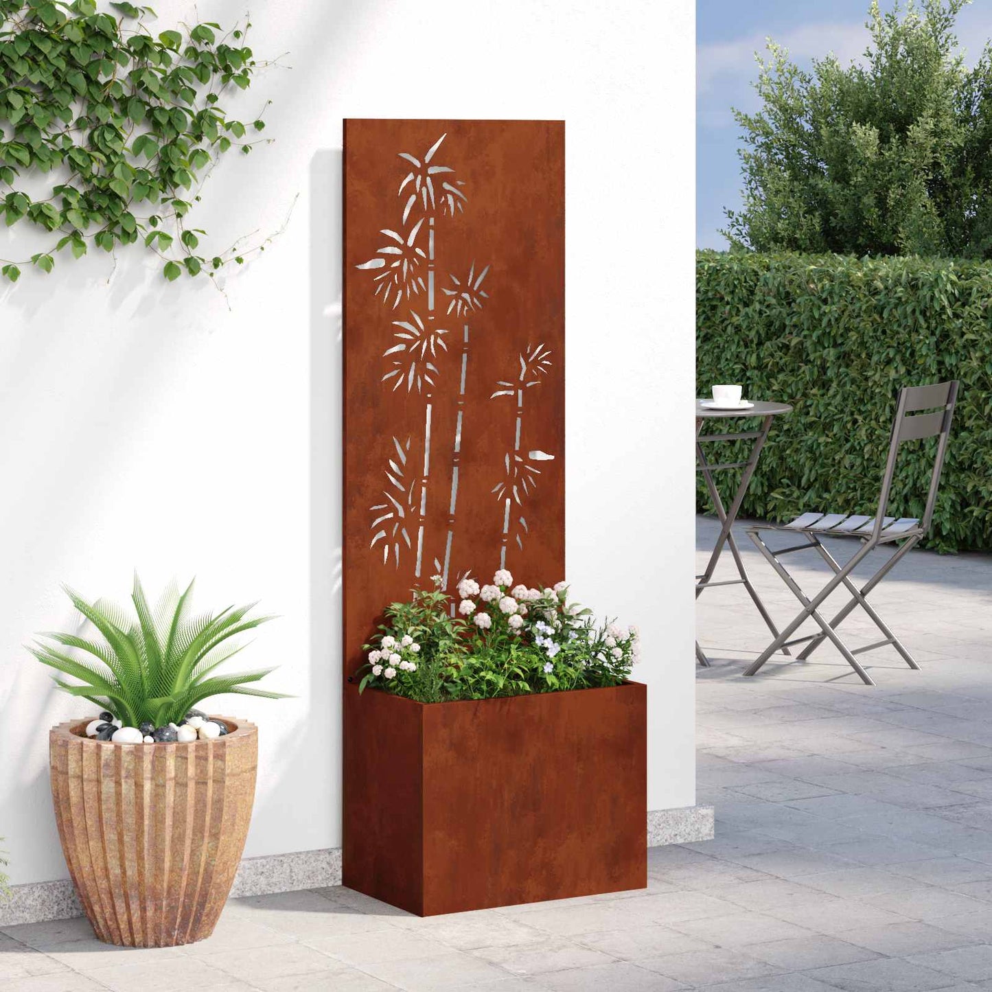 Garten Sichtschutz-Leinwand Floral Rostig 50 x 32 x 150 cm