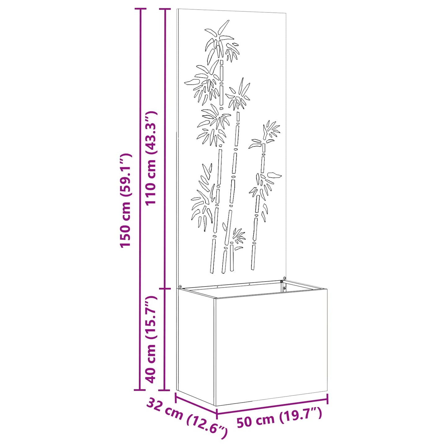 Garten Sichtschutz-Leinwand Floral Rostig 50 x 32 x 150 cm