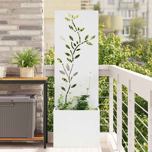 Blumentopf mit dekorativem Paneel Weiß 50 x 140 cm