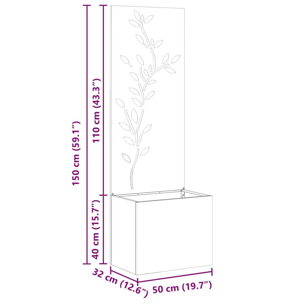 Garten Sichtschutz-Leinwand Floral Silber 50 x 32 x 150 cm