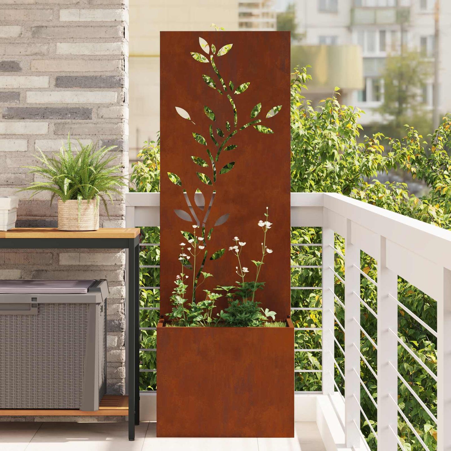 Garten Sichtschutz-Leinwand Floral Rostig 50 x 32 x 150 cm