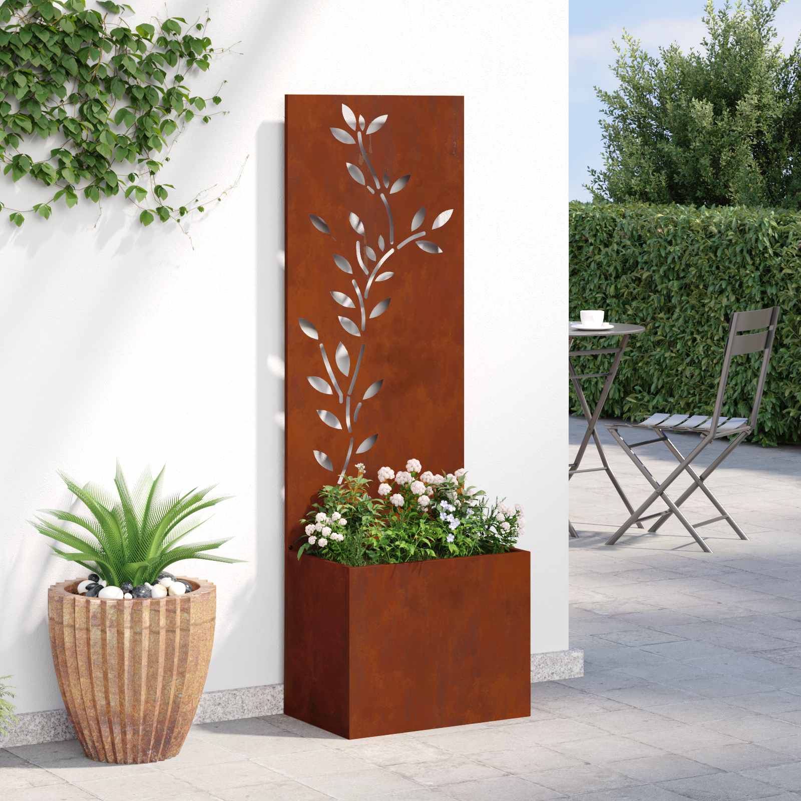 Garten Sichtschutz-Leinwand Floral Rostig 50 x 32 x 150 cm