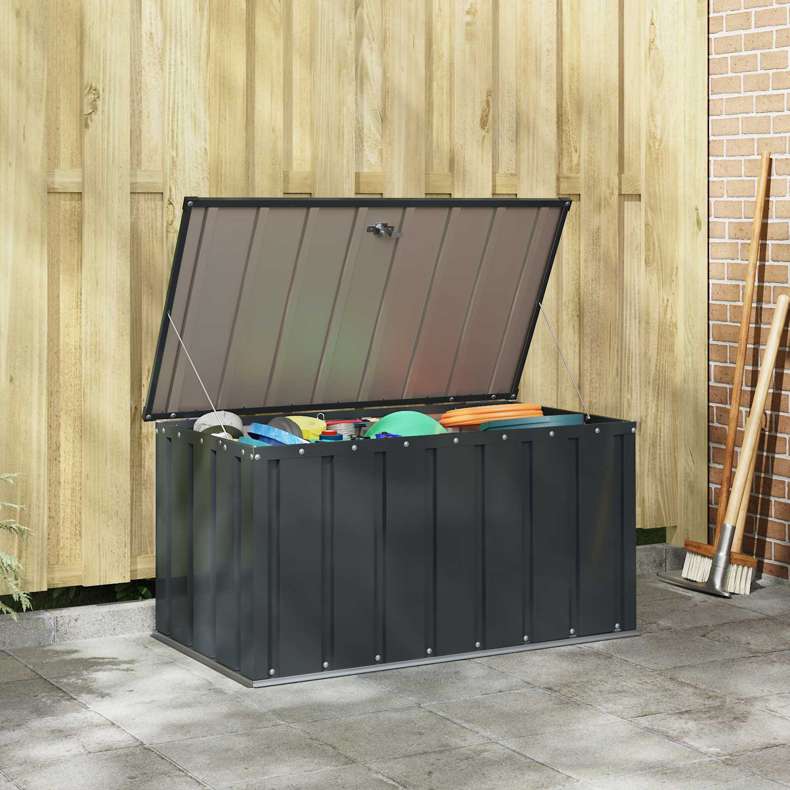 Gartenlagerbox Schwarz 101 x 56,5 x 50 cm Stahl