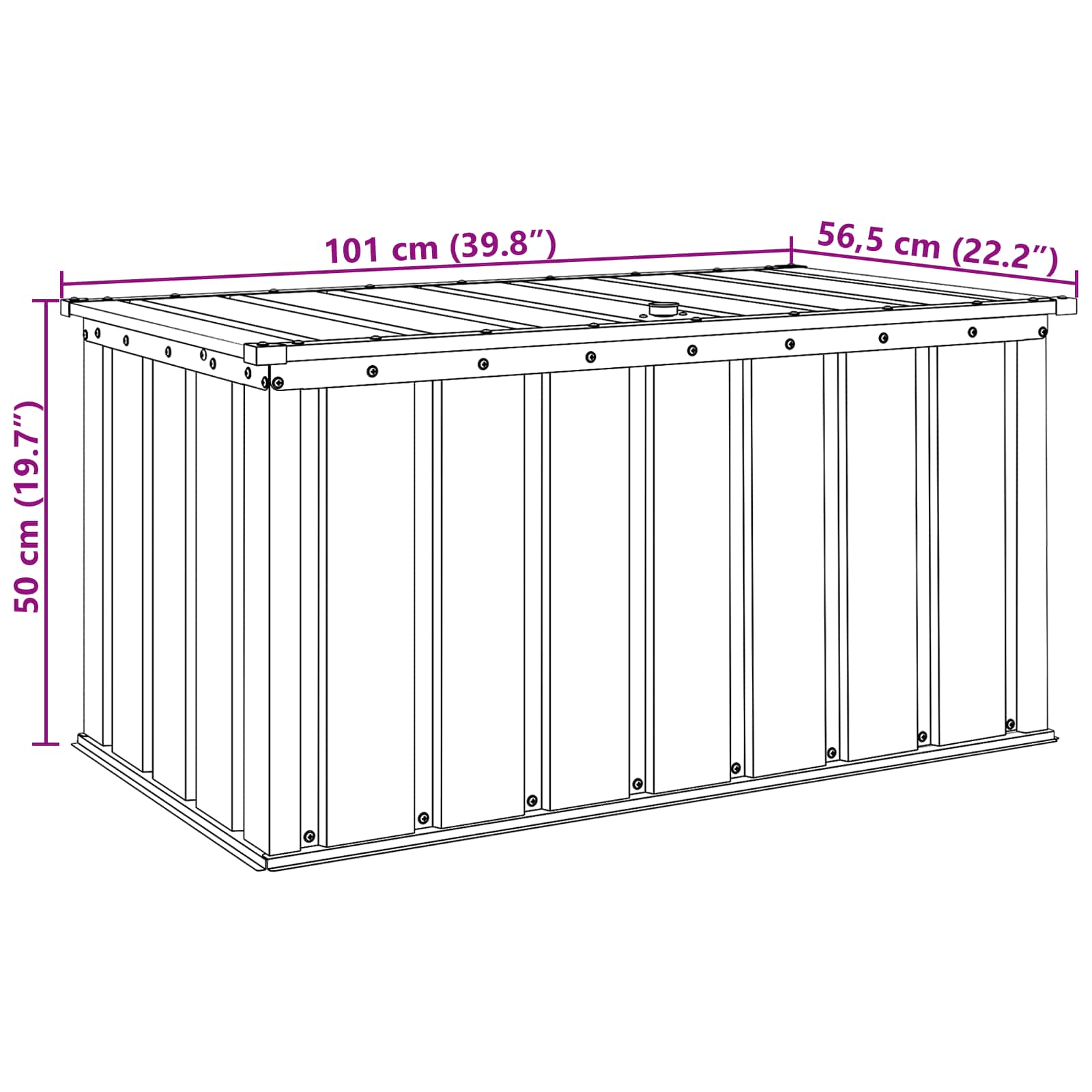 Gartenlagerbox Schwarz 101 x 56,5 x 50 cm Stahl