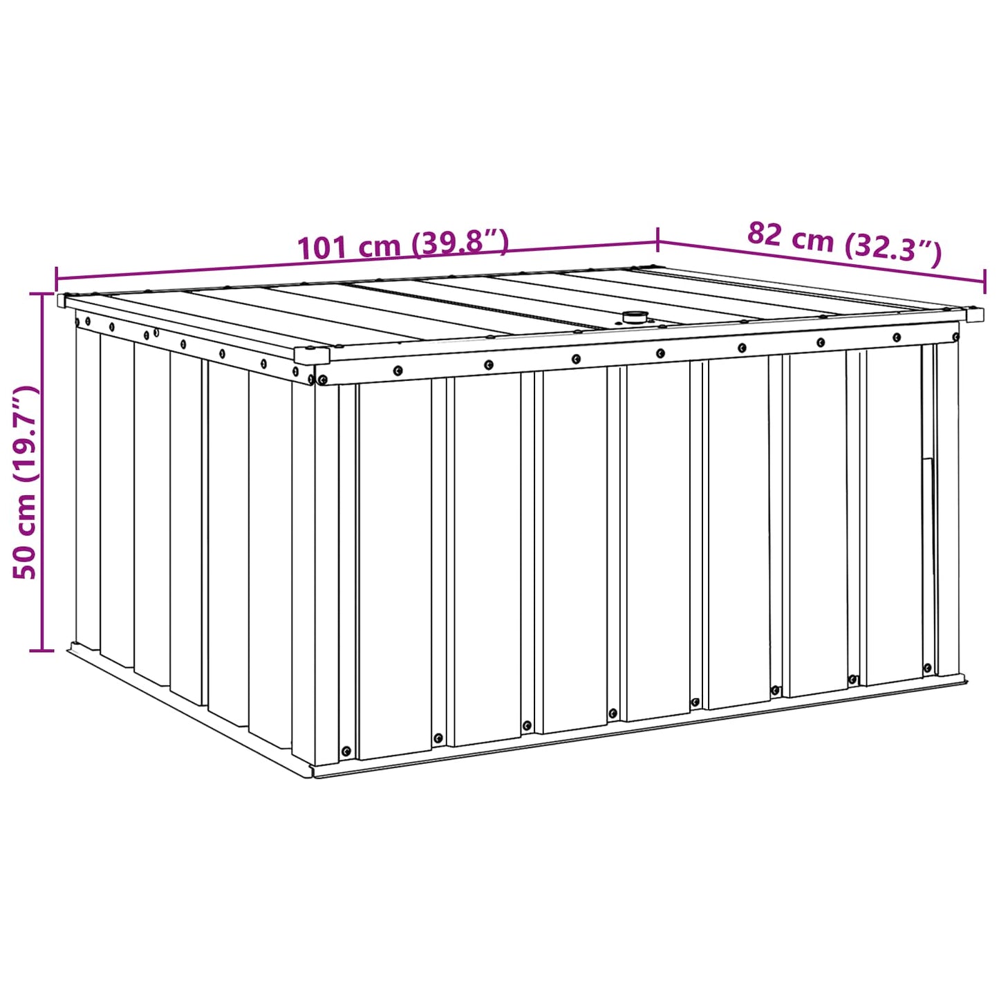 Gartenlagerbox Schwarz 101 x 82 x 50 cm Stahl
