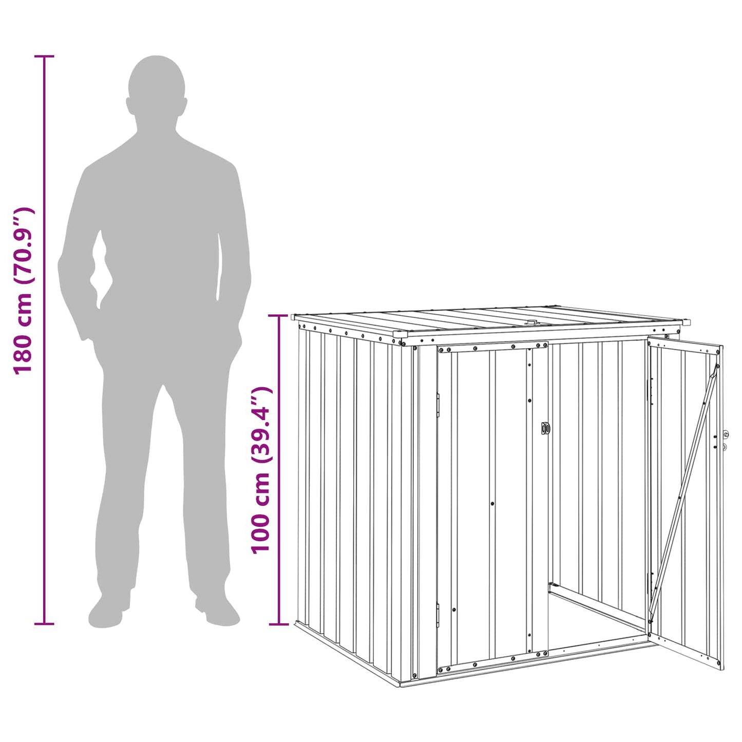 Gartenlagerbox Schwarz 101,5 x 82 x 100 cm Stahl