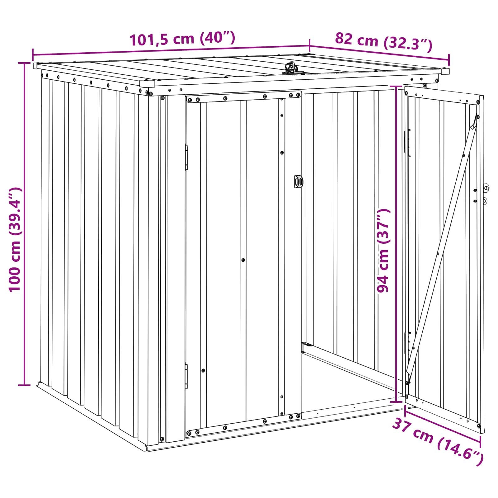 Gartenlagerbox Schwarz 101,5 x 82 x 100 cm Stahl