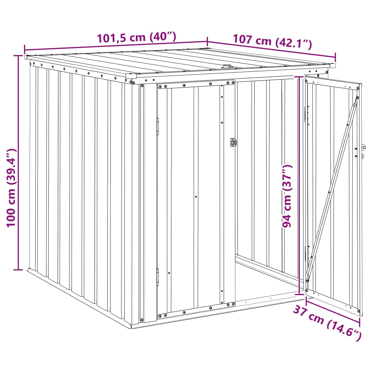 Gartenlagerbox Schwarz 101,5 x 107 x 100 cm Stahl