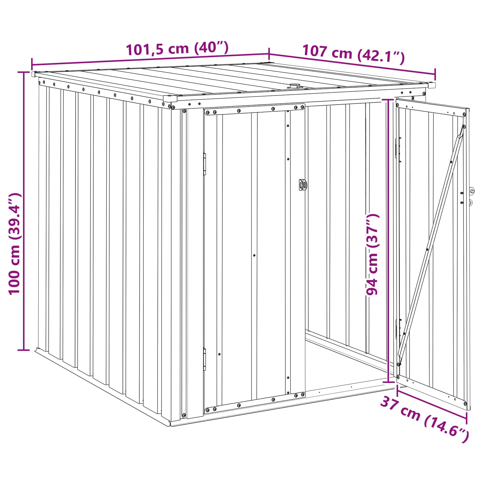 Gartenlagerbox Schwarz 101,5 x 107 x 100 cm Stahl