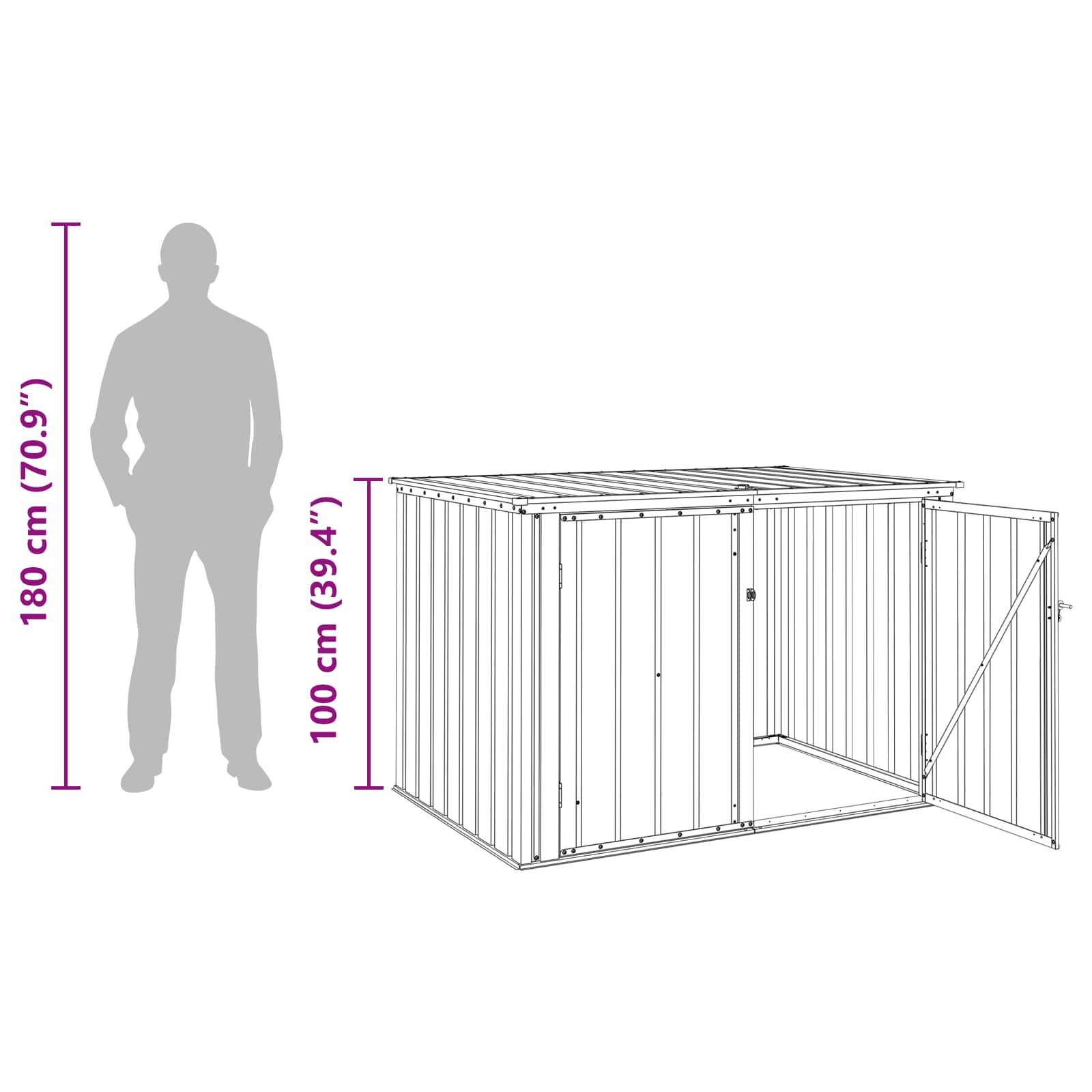 Gartenlagerbox Schwarz 151,5 x 107 x 100 cm Stahl